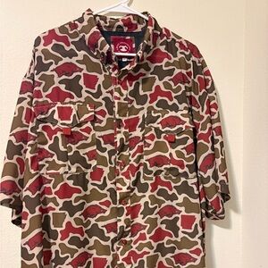 Arkansas Razorbacks Camo Button-Up Shirt - Red & Olive